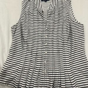 Jones New York Black and White Striped Blouse